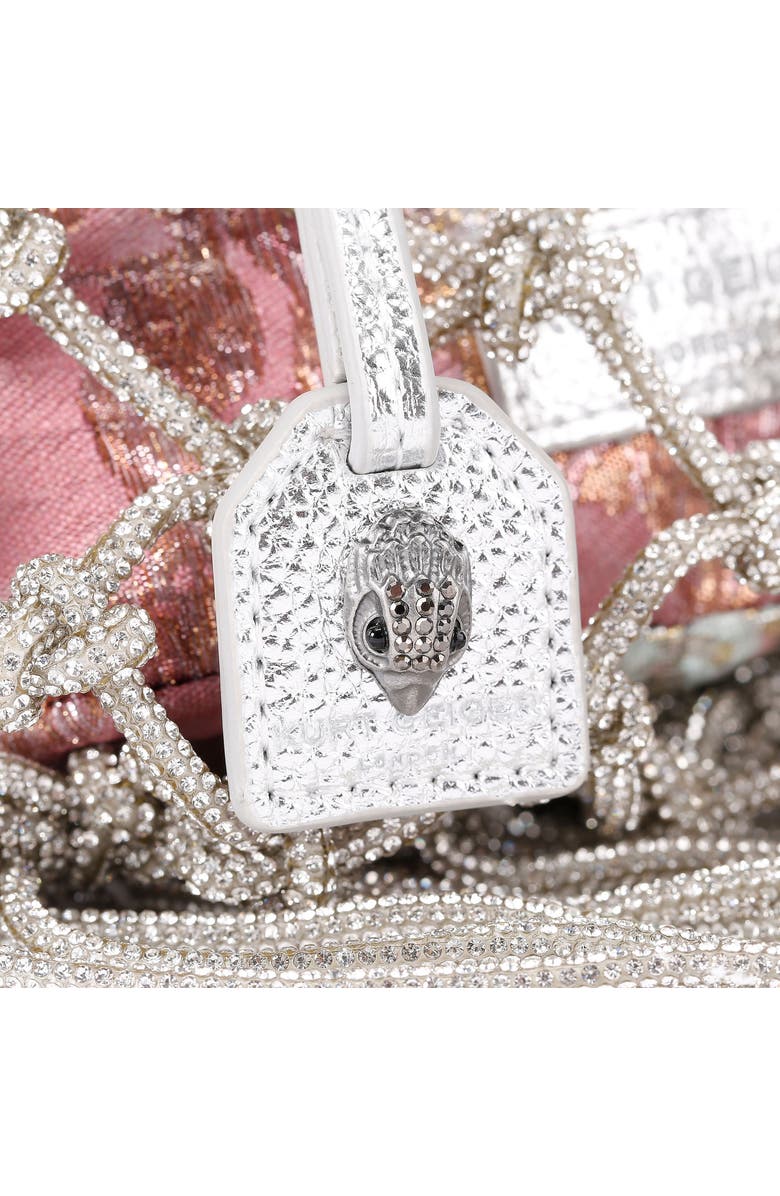 Kurt Geiger London Mini Macramé Crystal Drawstring Bag, Alternate, color, Open Grey