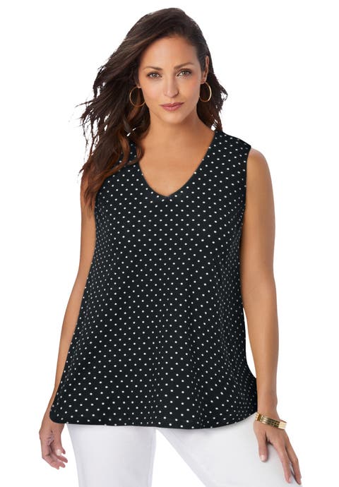 Stretch Cotton V-Neck Trapeze Tank (Plus)