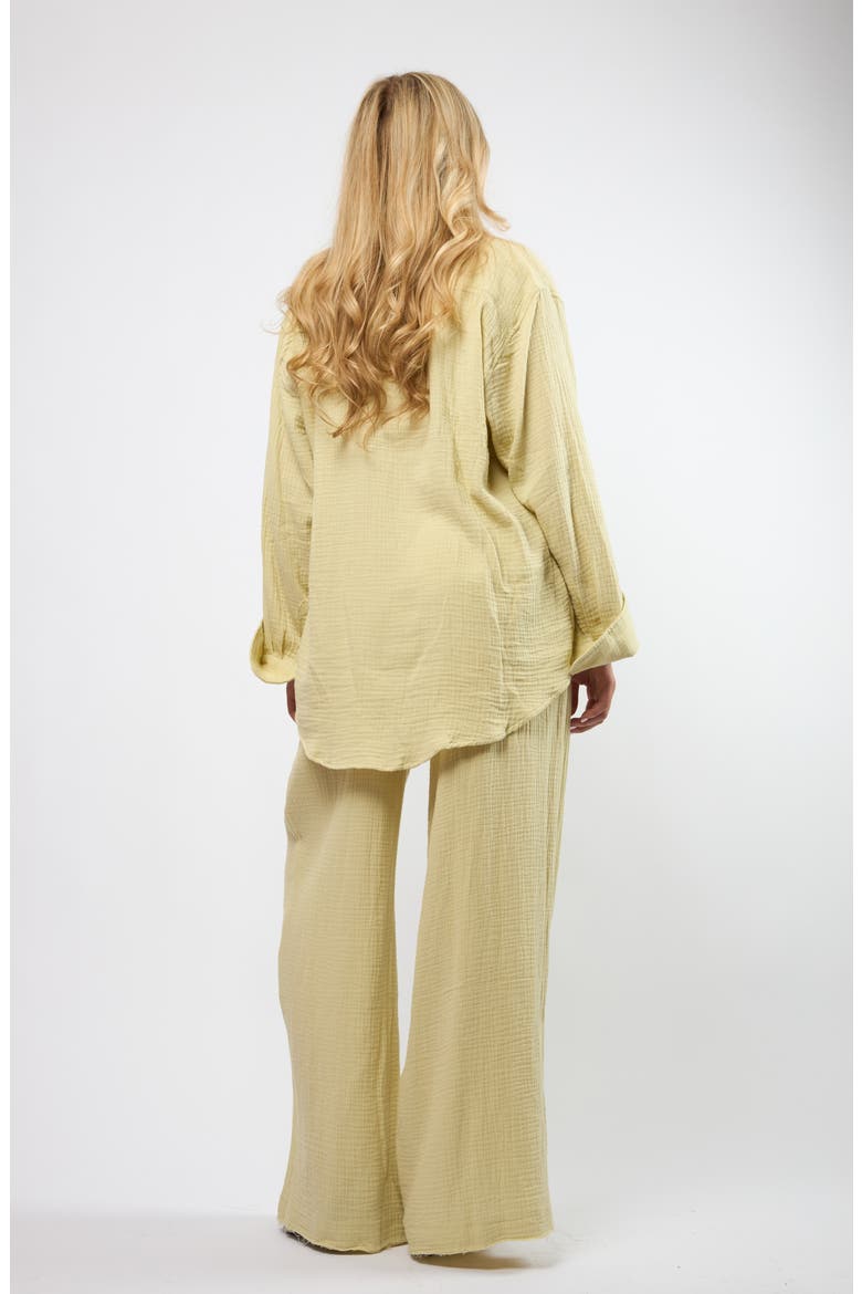 Resort Crinkle Wide Leg Cotton Pants, Alternate, color, SEAFOAM