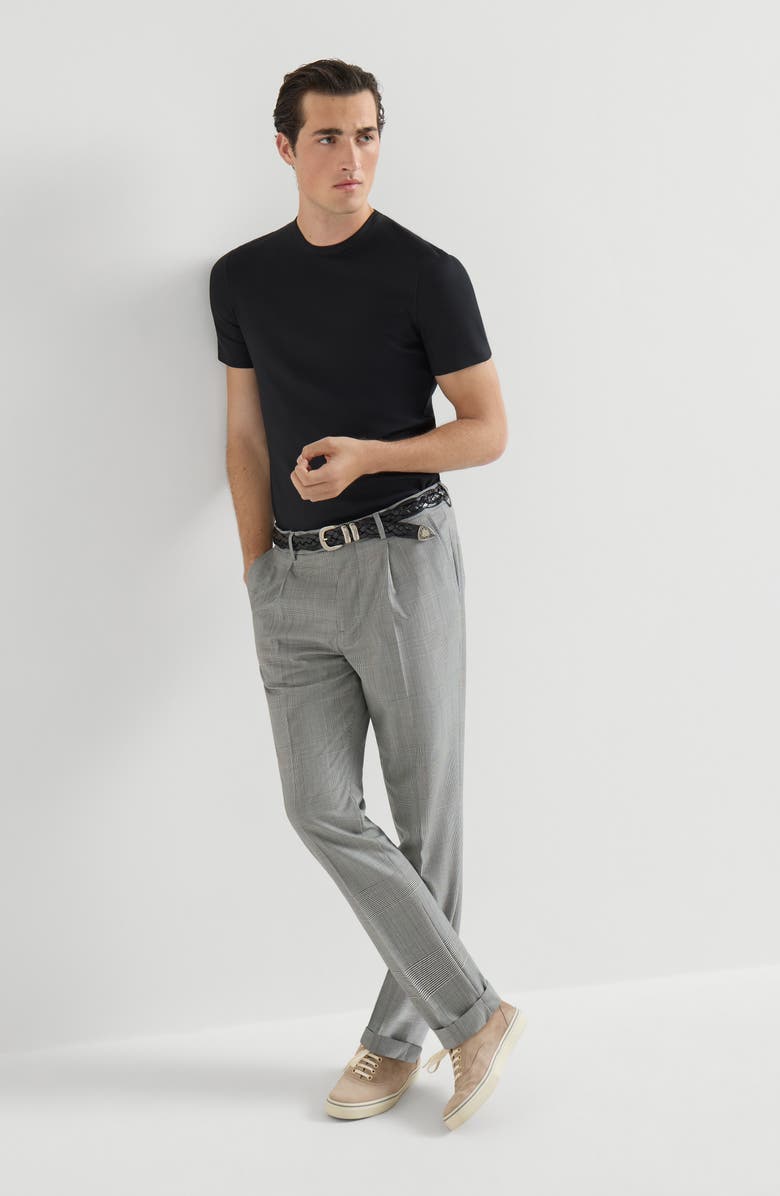 Brunello Cucinelli Prince of Wales trousers, Alternate, color, Grey