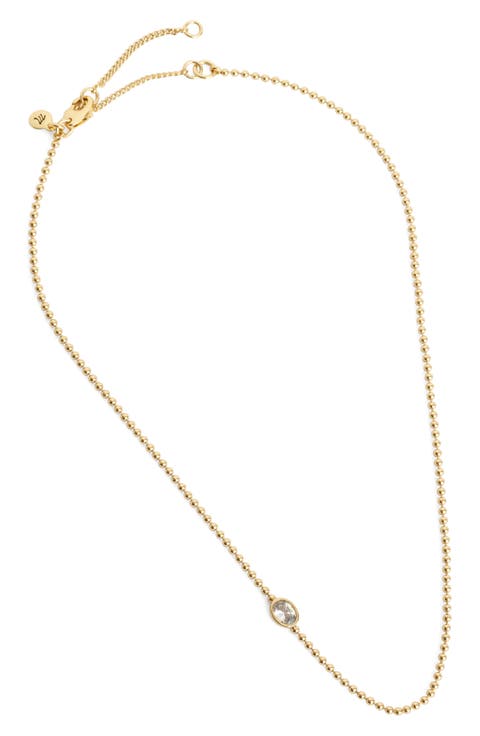 Bezel Oval Crystal Ball Chain Necklace