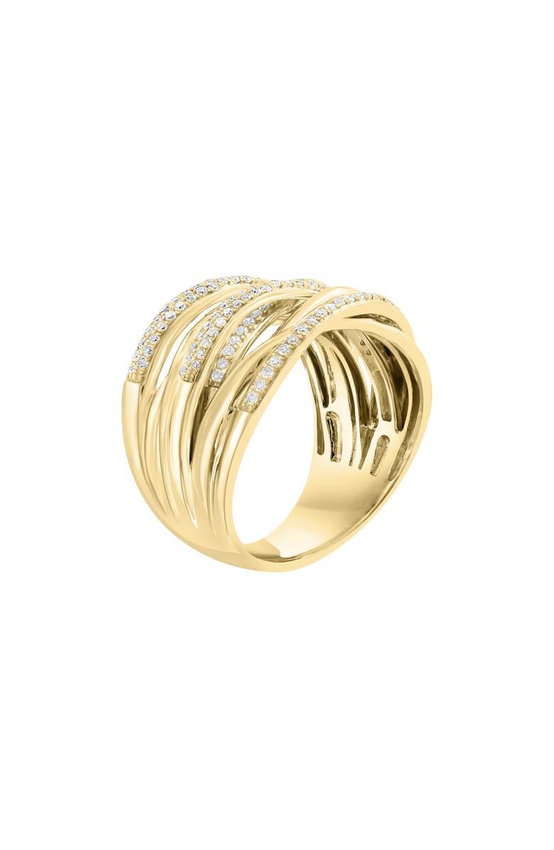 EFFY Pavé Diamond Crisscrossing Band Ring, Alternate, color, Gold