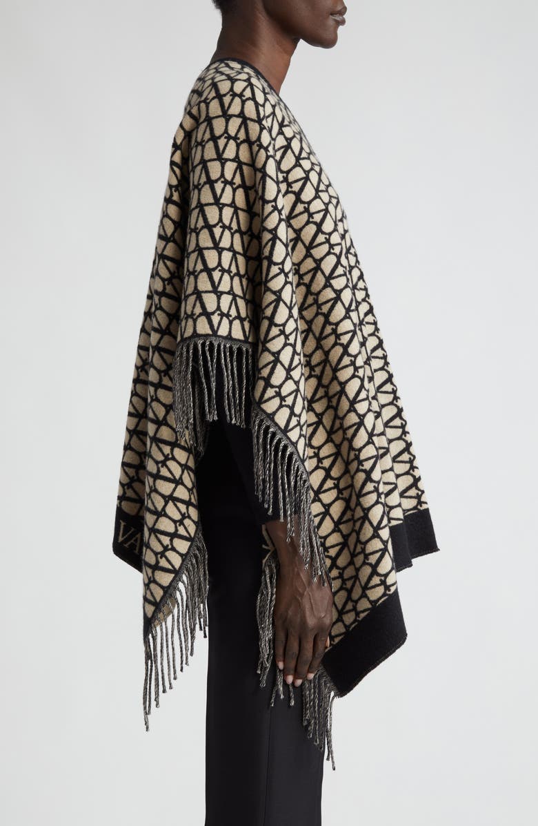 Valentino Garavani VLOGO Toile Iconographe Virgin Wool & Cashmere Poncho, Alternate, color, 
