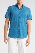 CONSTRUCT Slim Fit Large Floral Short Sleeve Button-Down Shirt