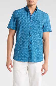 CONSTRUCT Slim Fit Large Floral Short Sleeve Button-Down Shirt