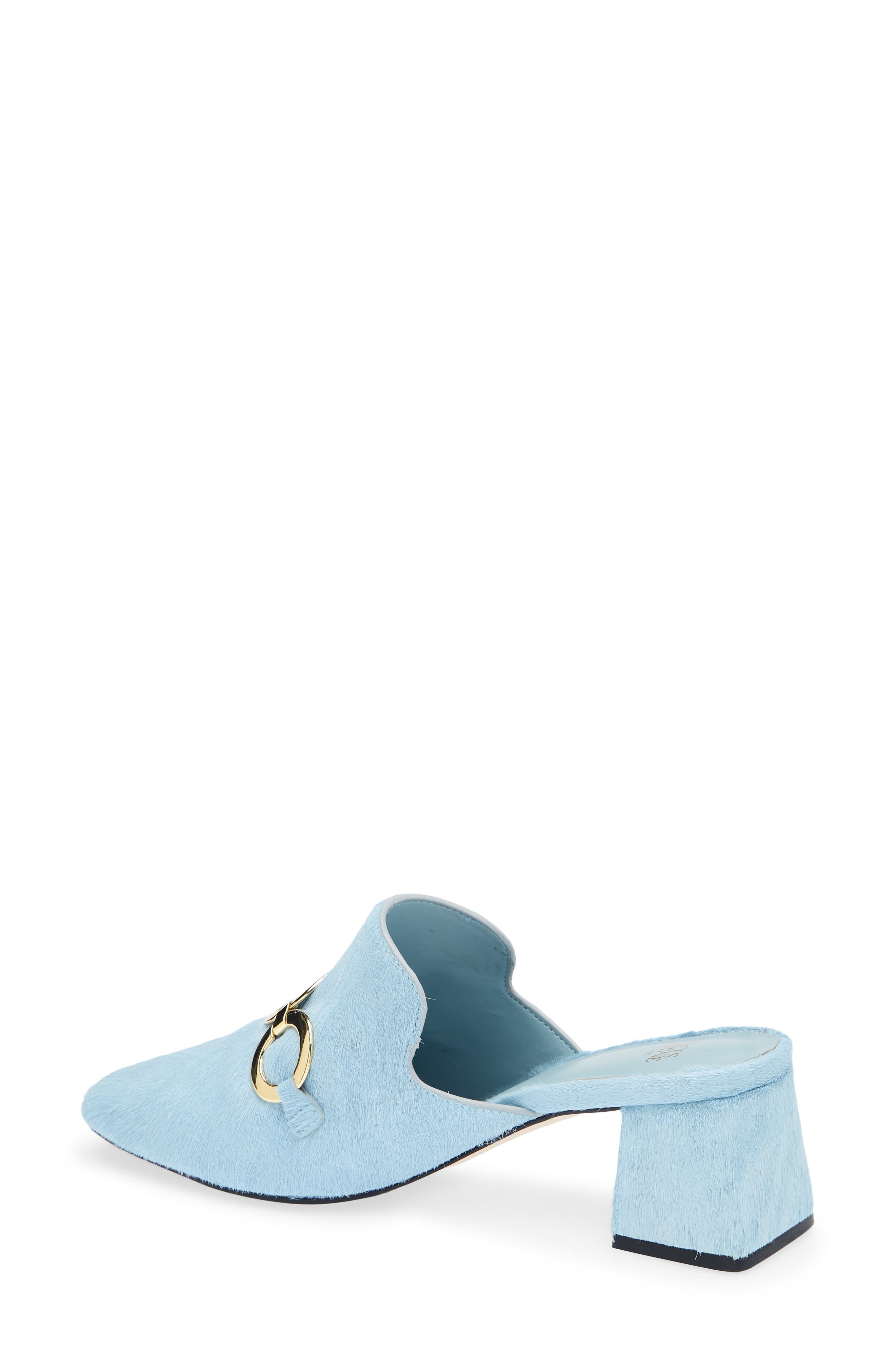 Natty Genuine Calf Hair Heeled Mule, Alternate, color, LIGHT BLUE
