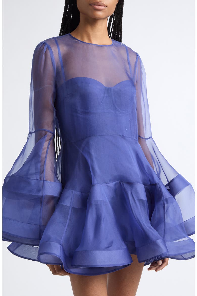 Clash Lantern Silk Minidress, Alternate, color, ELECTRIC BLUE