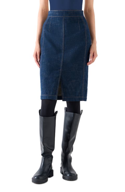 High Waist Denim Pencil Skirt