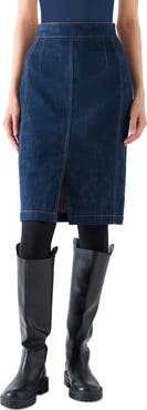 Akris punto High Waist Denim Pencil Skirt