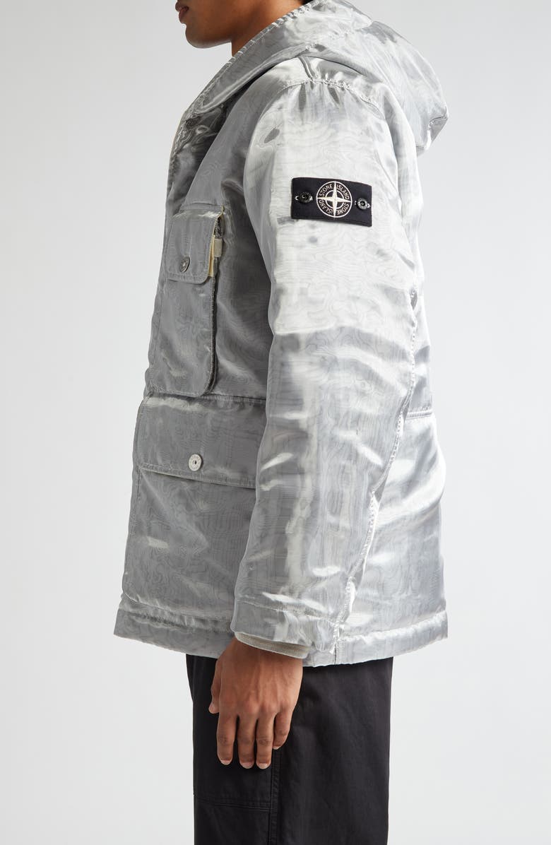 Stone Island Hooded Metallic Down Jacket, Alternate, color, 