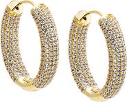 BY ADINA EDEN Oval CZ Pavé Wide Hoop Earring