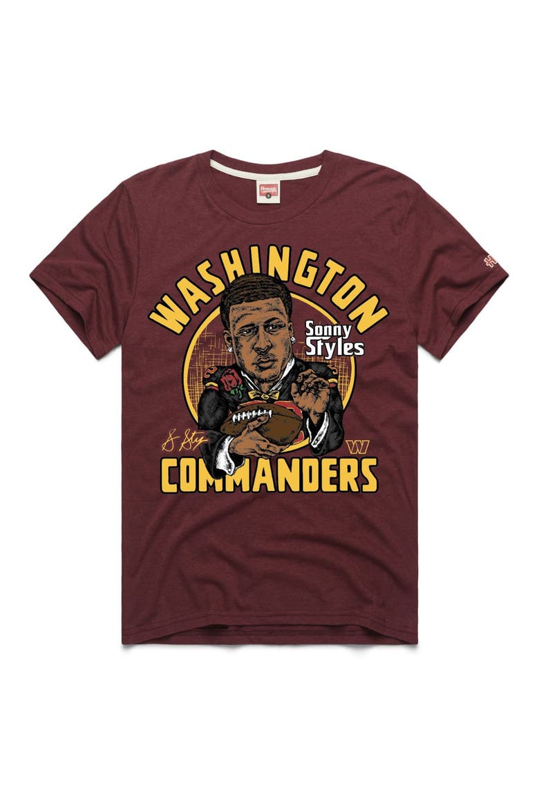 Unisex Homage Sonny Styles Burgundy Washington Commanders Caricature Tri-Blend T-Shirt, Main, color, Burgundy