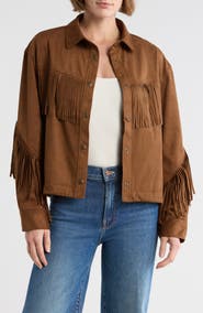 Melrose and Market Faux Suede Fringe Jacket