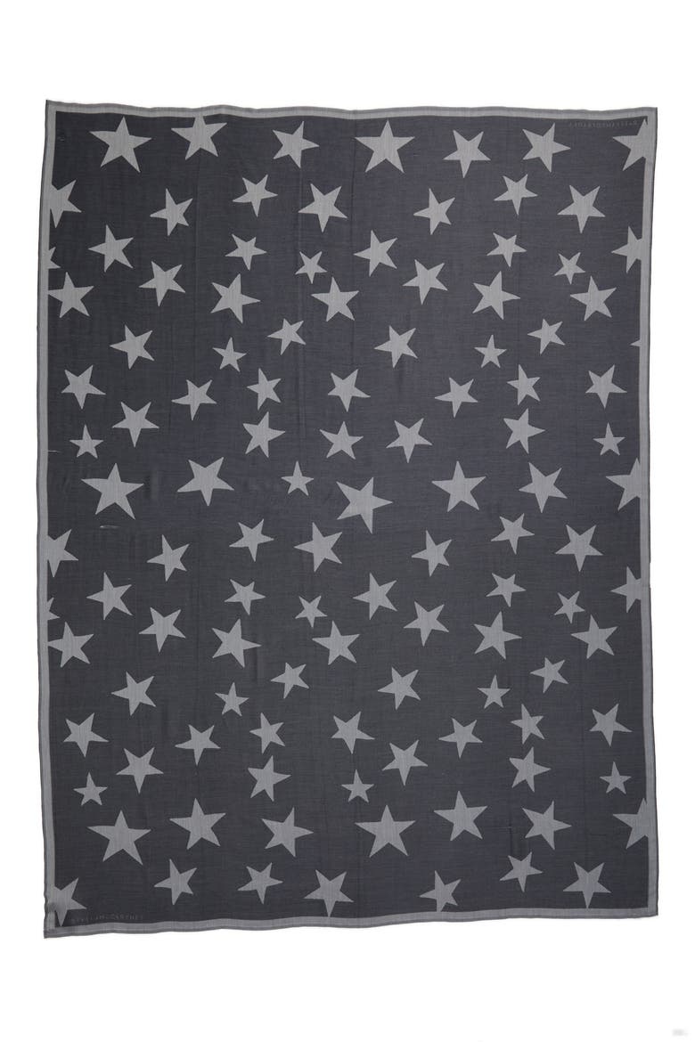 Star Jacquard Scarf, Alternate, color, BLACK