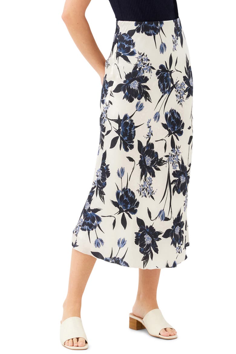 Abstract Print Satin Bias Cut Midi Skirt, Alternate, color, PRINT