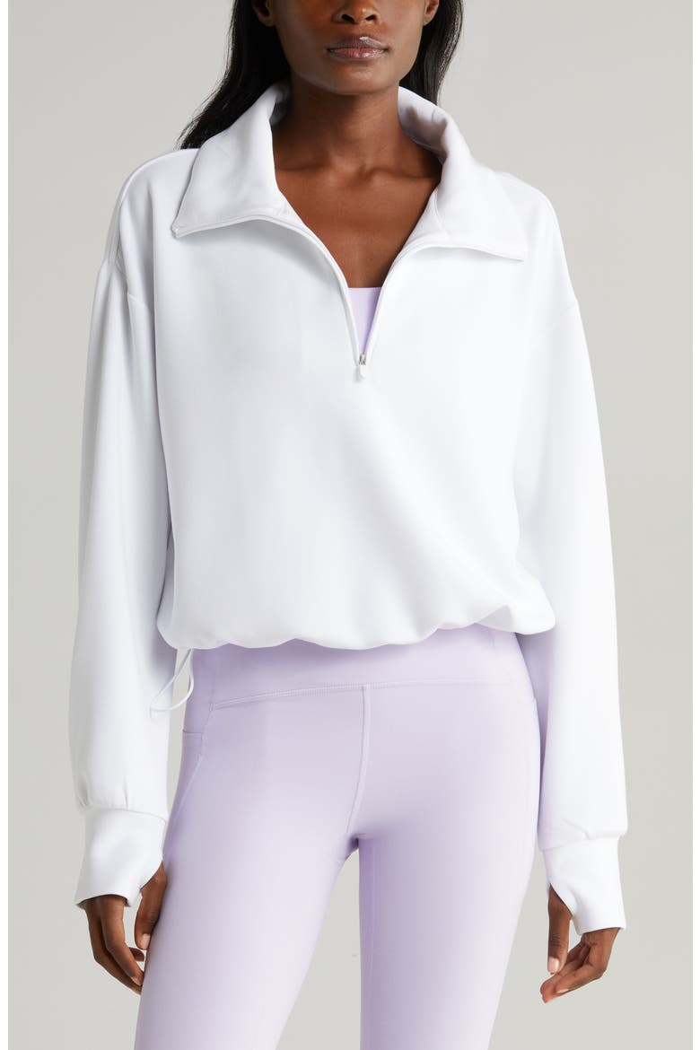 Modal Half Zip Pullover, Main, color, WHITE