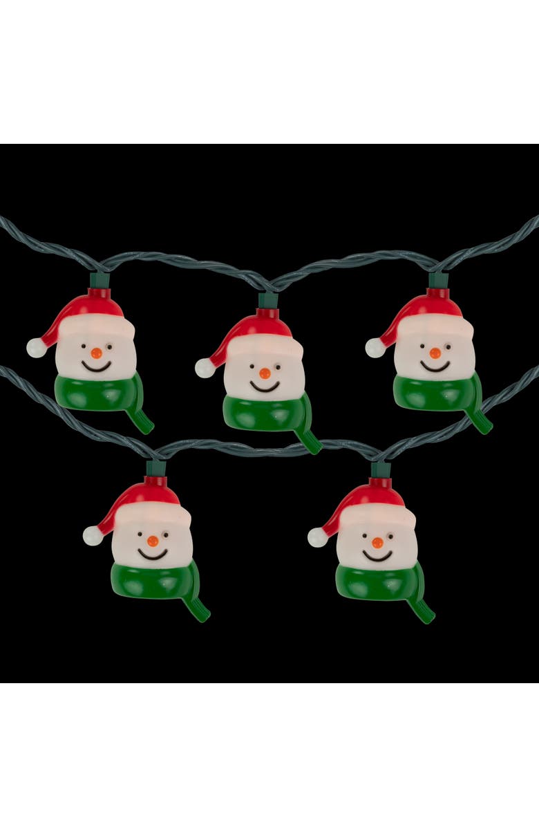 Northlight Snowman Heads with Scarves Christmas Light Set - Clear - 7.5' Green Wire - 10ct, Alternate, color, White