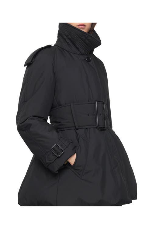 Burberry Berryhill Belted Padded Trench Coat In Black