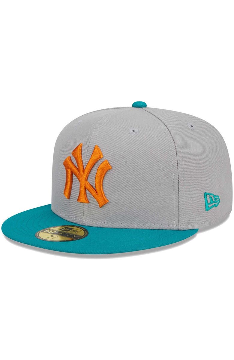 New Era Men's New Era Gray/Teal New York Yankees  59FIFTY Fitted Hat, Alternate, color, Gray