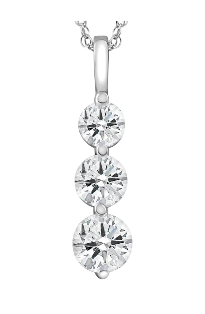 Bliss Diamond 2 Ct Three Diamond Pendant 14K Gold 3 Stone Lab Grown Necklace, Main, color, 14K White Gold