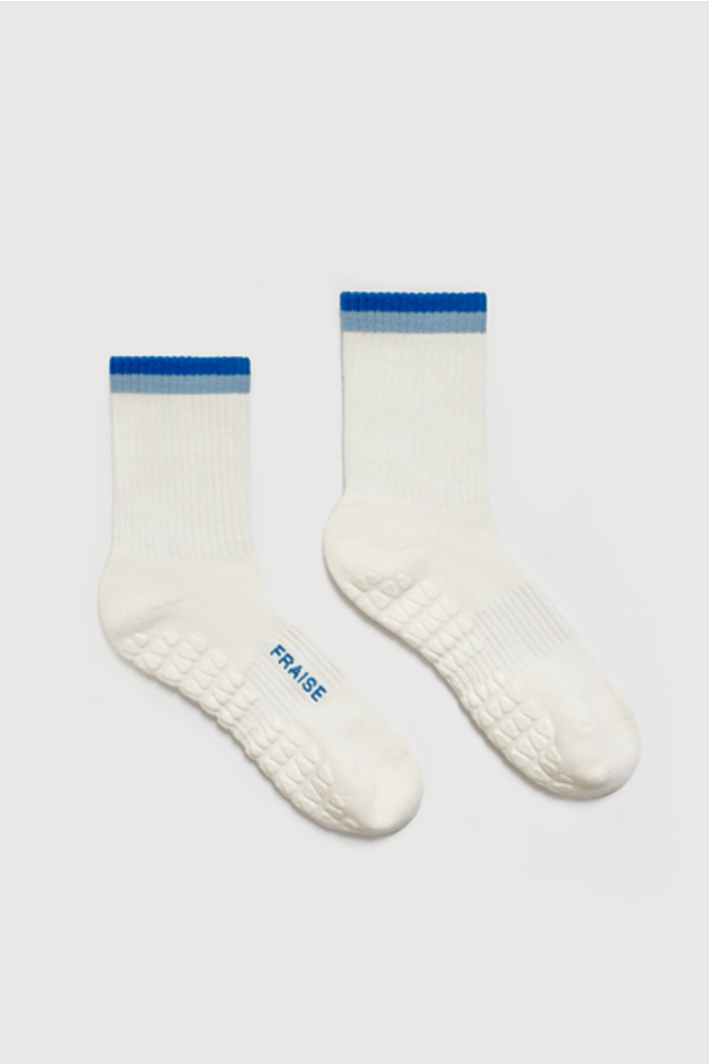 Cassis Striped Crew Grip Socks, Main, color, Cassis