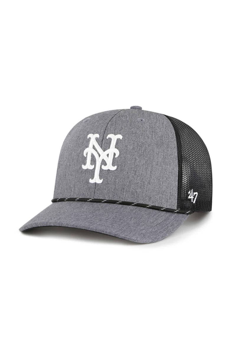 '47 Men's '47 Charcoal New York Mets Carbon Rope Trucker Adjustable Hat, Main, color, Charcoal