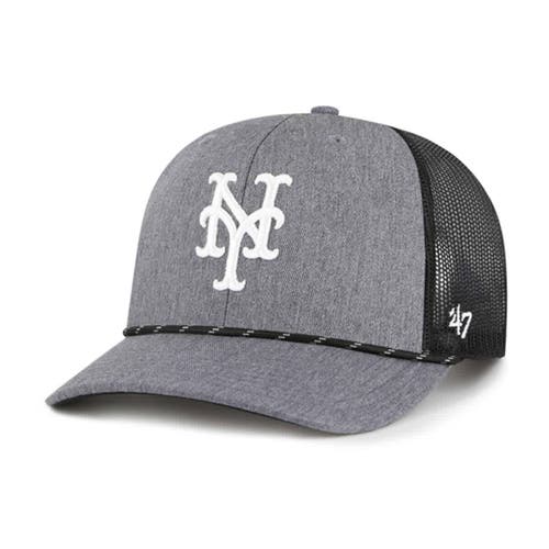 47 Brand '47 Charcoal New York Mets Carbon Rope Trucker Adjustable Hat In Brown