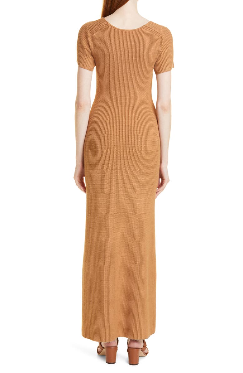 STAUD Camden Ribbed Sweetheart Neck Midi Dress, Alternate, color,