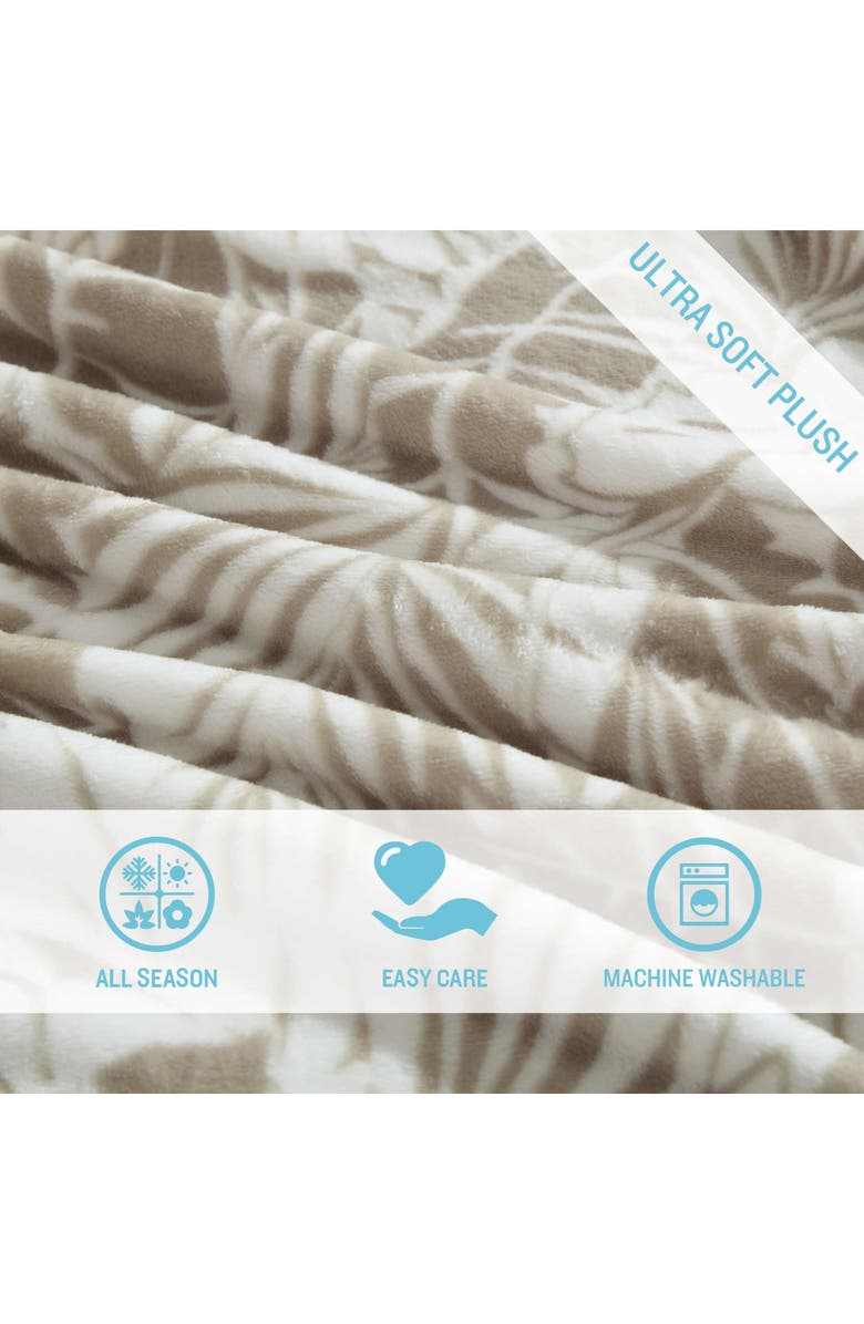 Tommy Bahama Costa Blanca Plush Throw Blanket, Alternate, color, Dark Beige