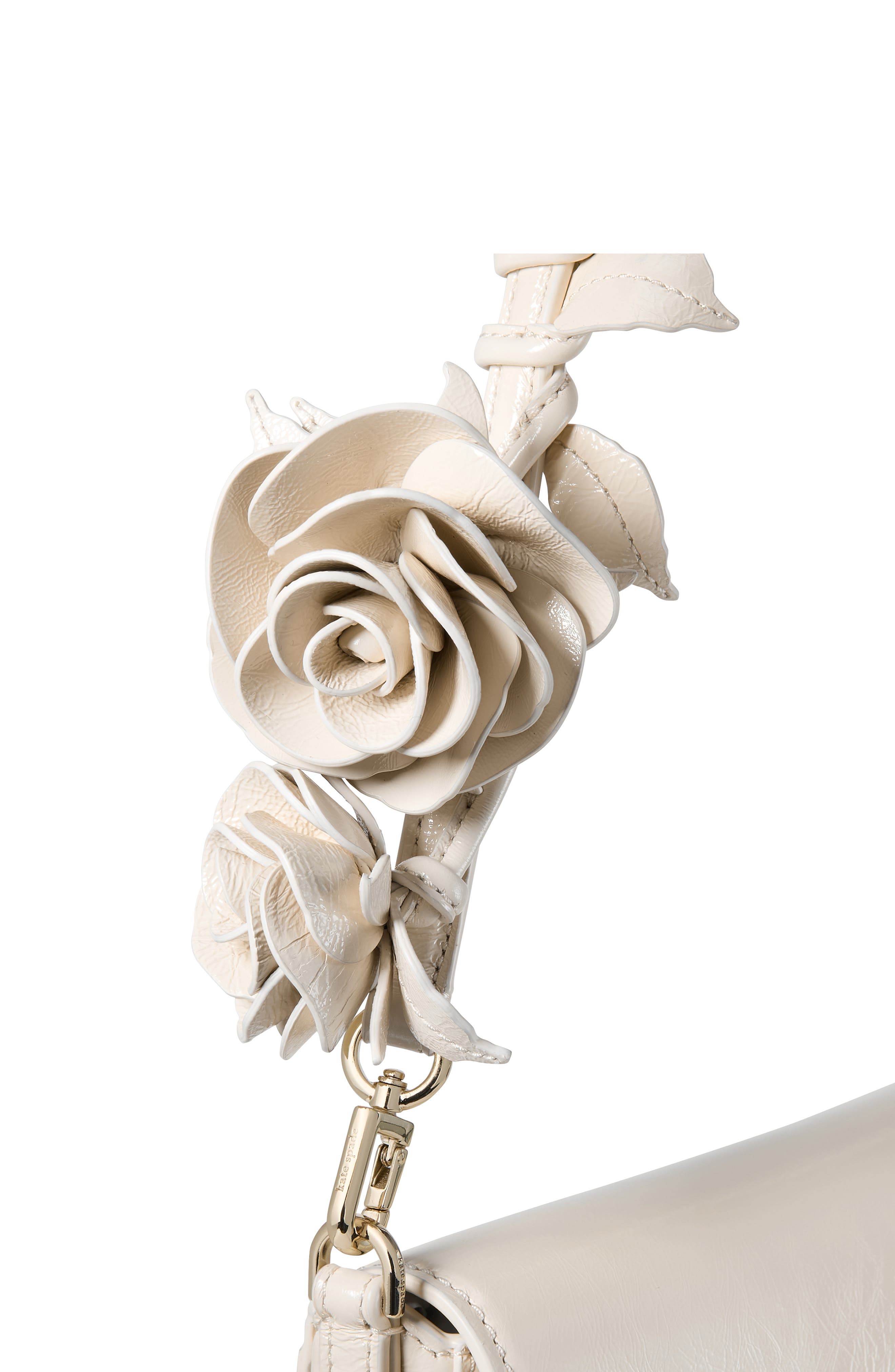 Kate Spade New York liv floral applique leather shoulder bag, Alternate, color, Cashew Milk