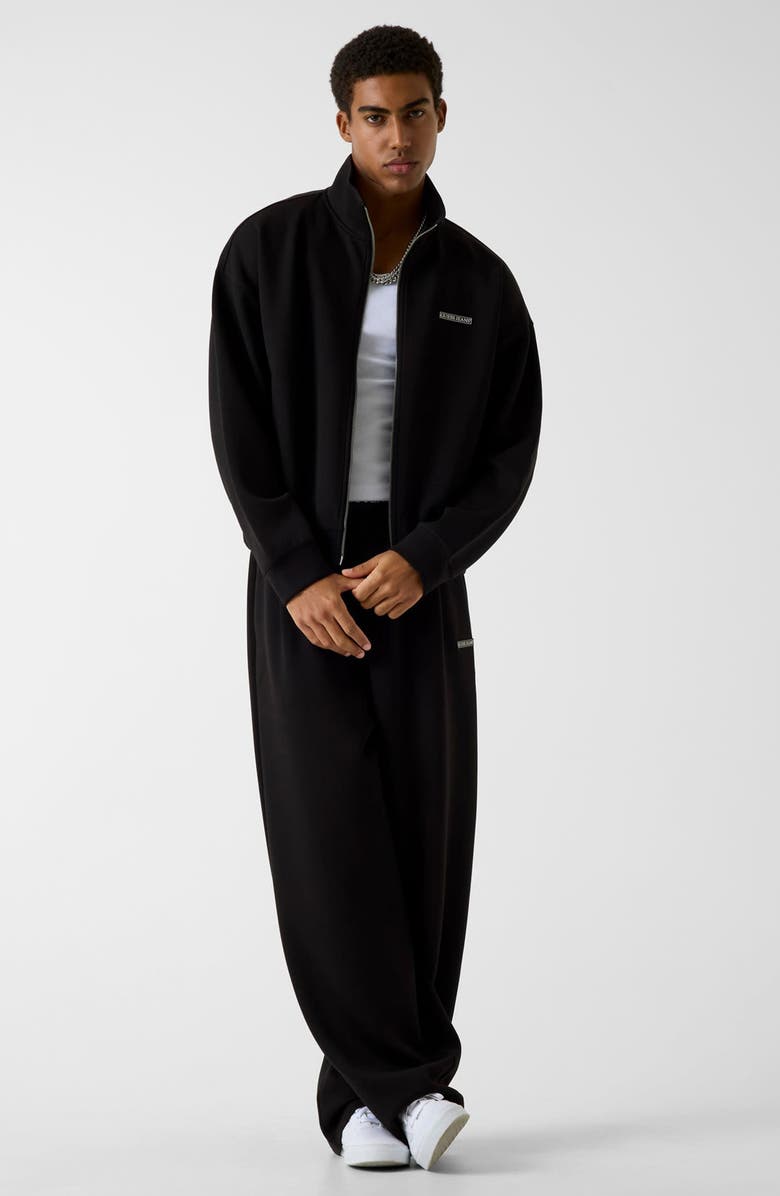 GUESS JEANS Mock Neck Crop Scuba Knit Jacket, Alternate, color, Black