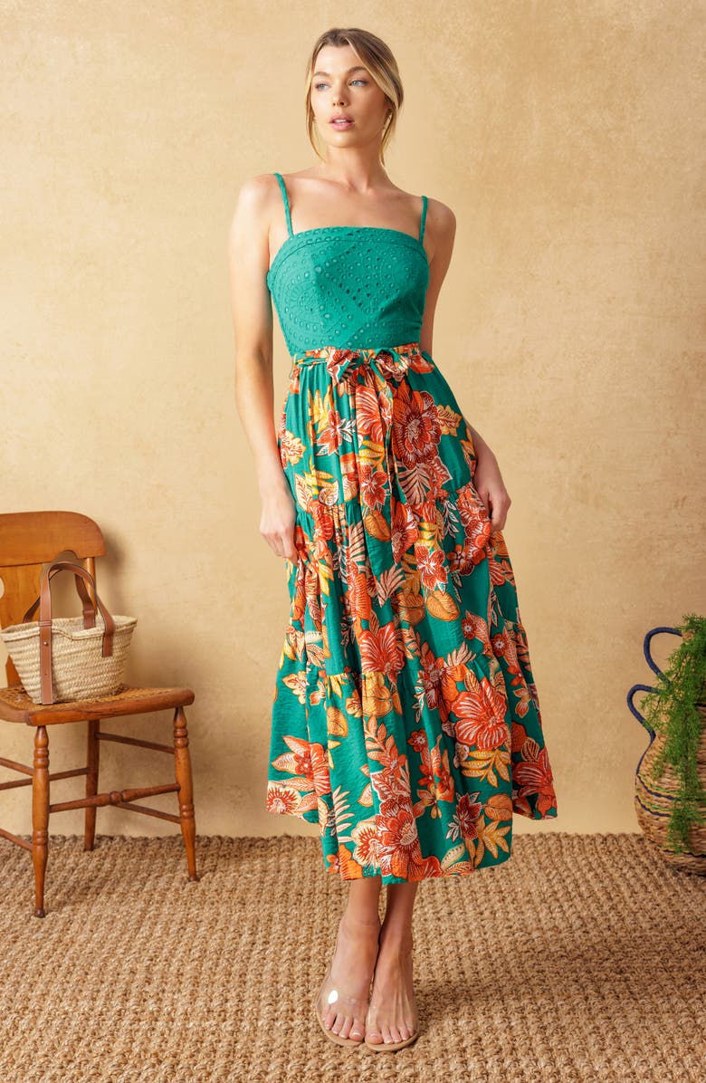 FLYING TOMATO Embroidered Eyelet Floral Skirt Sundress, Alternate, color, 