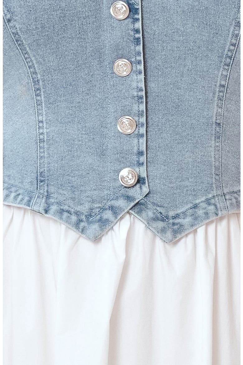 Halter Vest Mixed Media Maxi Dress, Alternate, color, DENIM/ WHITE