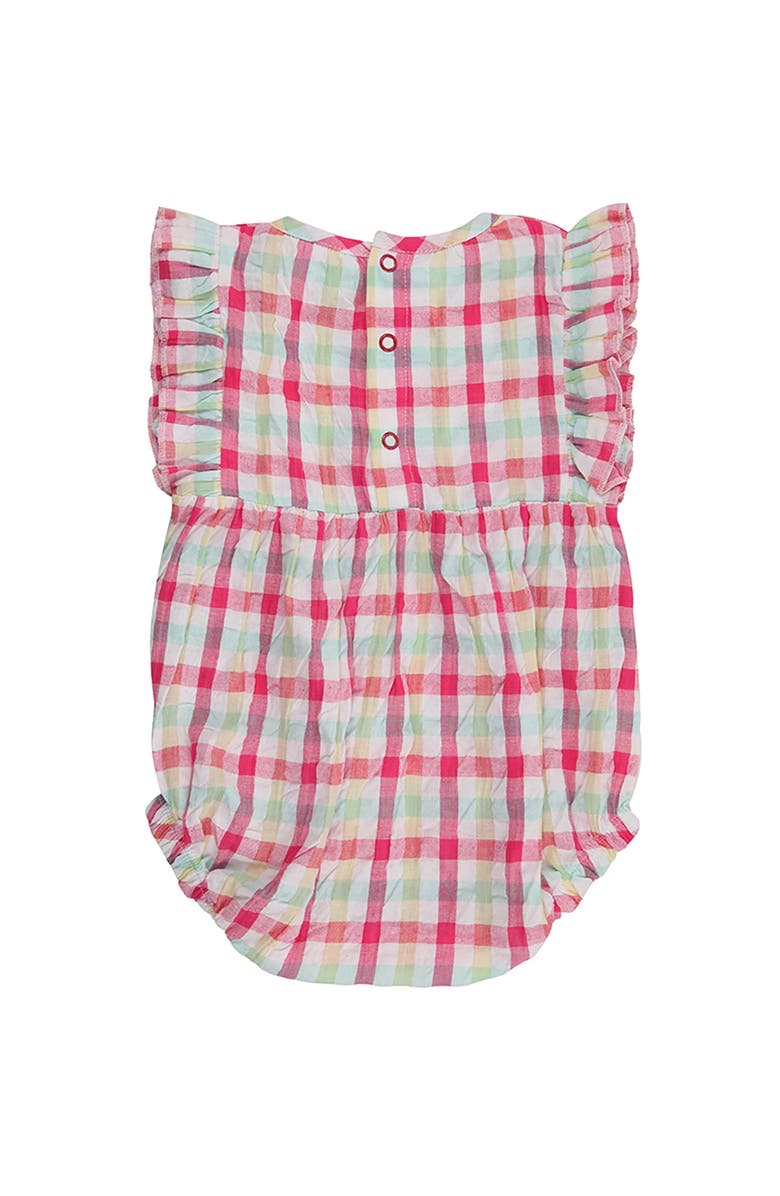 Lilly + Sid Organic Cotton Check Print Romper, Alternate, color, Pink
