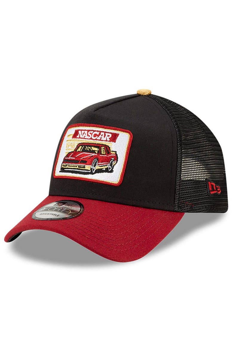 New Era Men's New Era Black/Red NASCAR Legends 9FORTY A-Frame Adjustable Trucker Hat, Main, color,