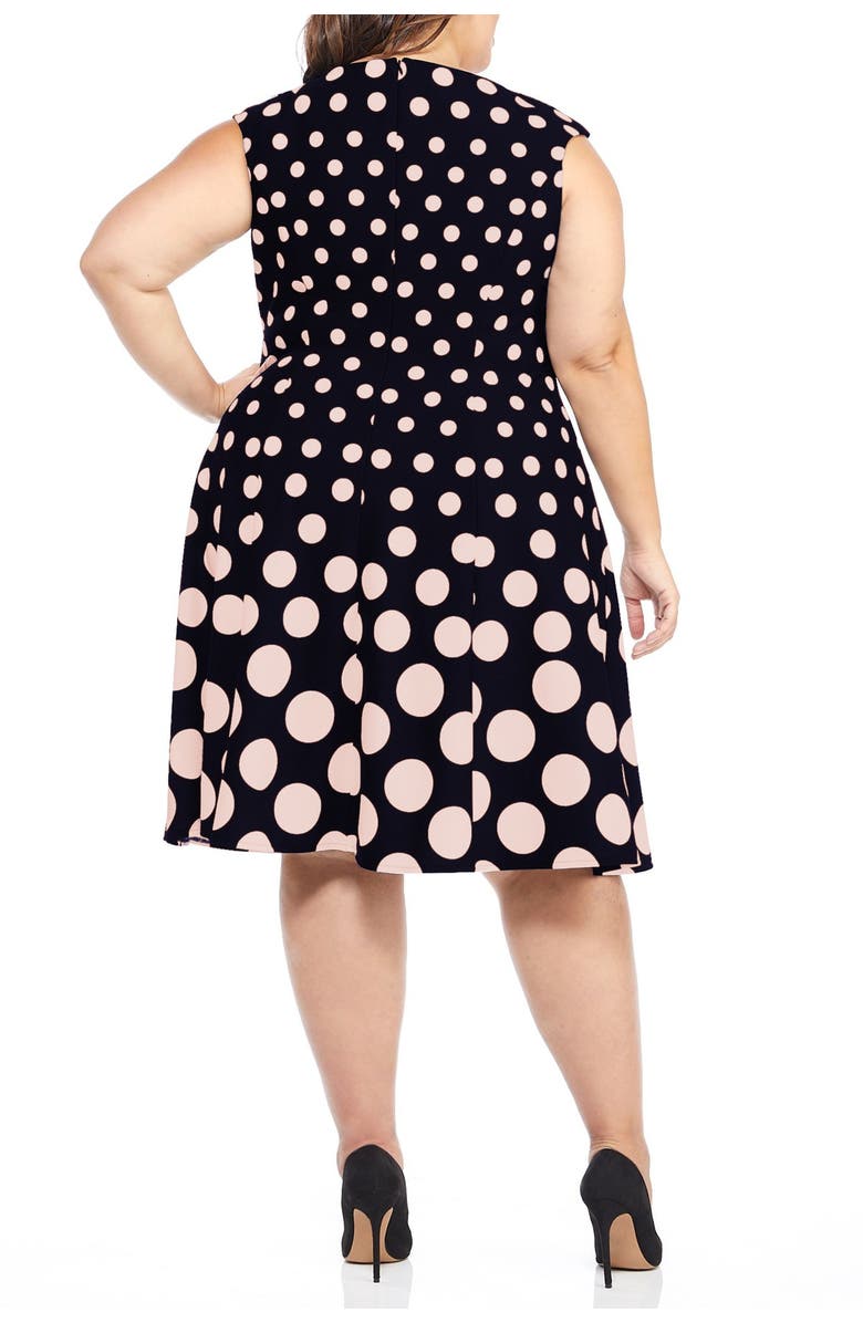 London Times Polka Dot Fit & Flare Dress, Alternate, color, Blk/Blush