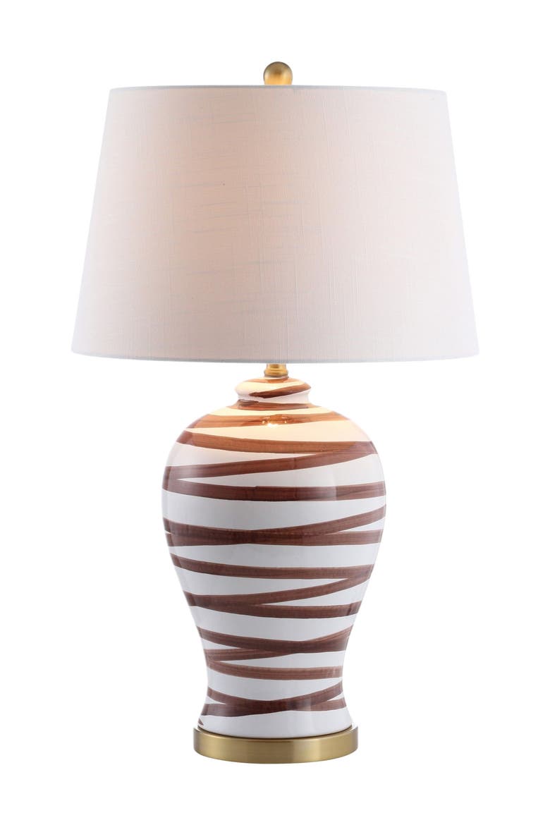 Joelie 29" Ceramic LED Table Lamp, Main, color, Brown/White