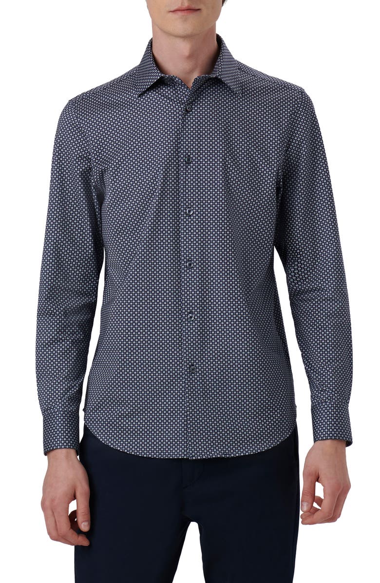 Bugatchi James OoohCotton<sup>®</sup> Dot Print Button-Up Shirt, Main, color, 