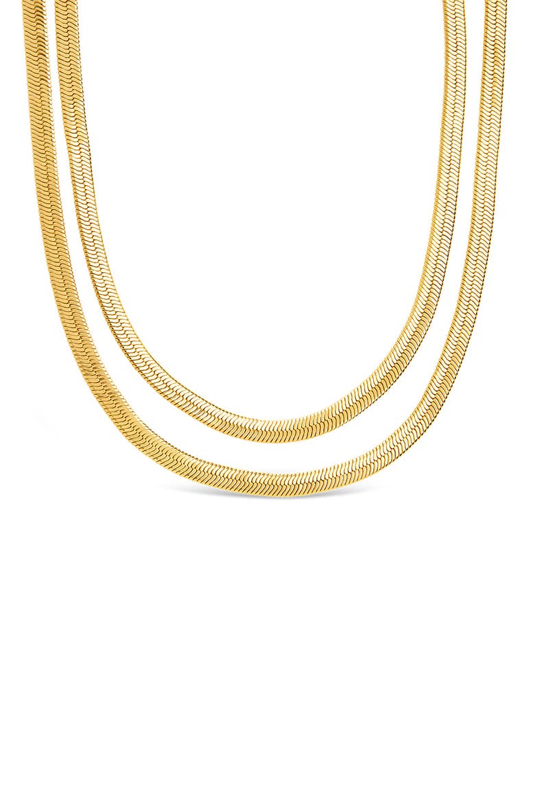 Double Row Herringbone Chain Necklace, Alternate, color, GOLD