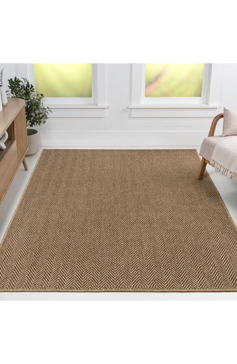 JONATHAN Y Rowena Easy Jute Scandinavian Boho Herringbone Weave Indoor/Outdoor Area Rug, Alternate, color, Brown