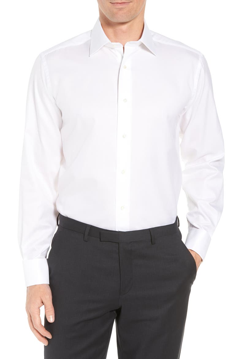 Regular Fit Boxed French Cuff Tuxedo Shirt, Main, color, WHITE / WHITE