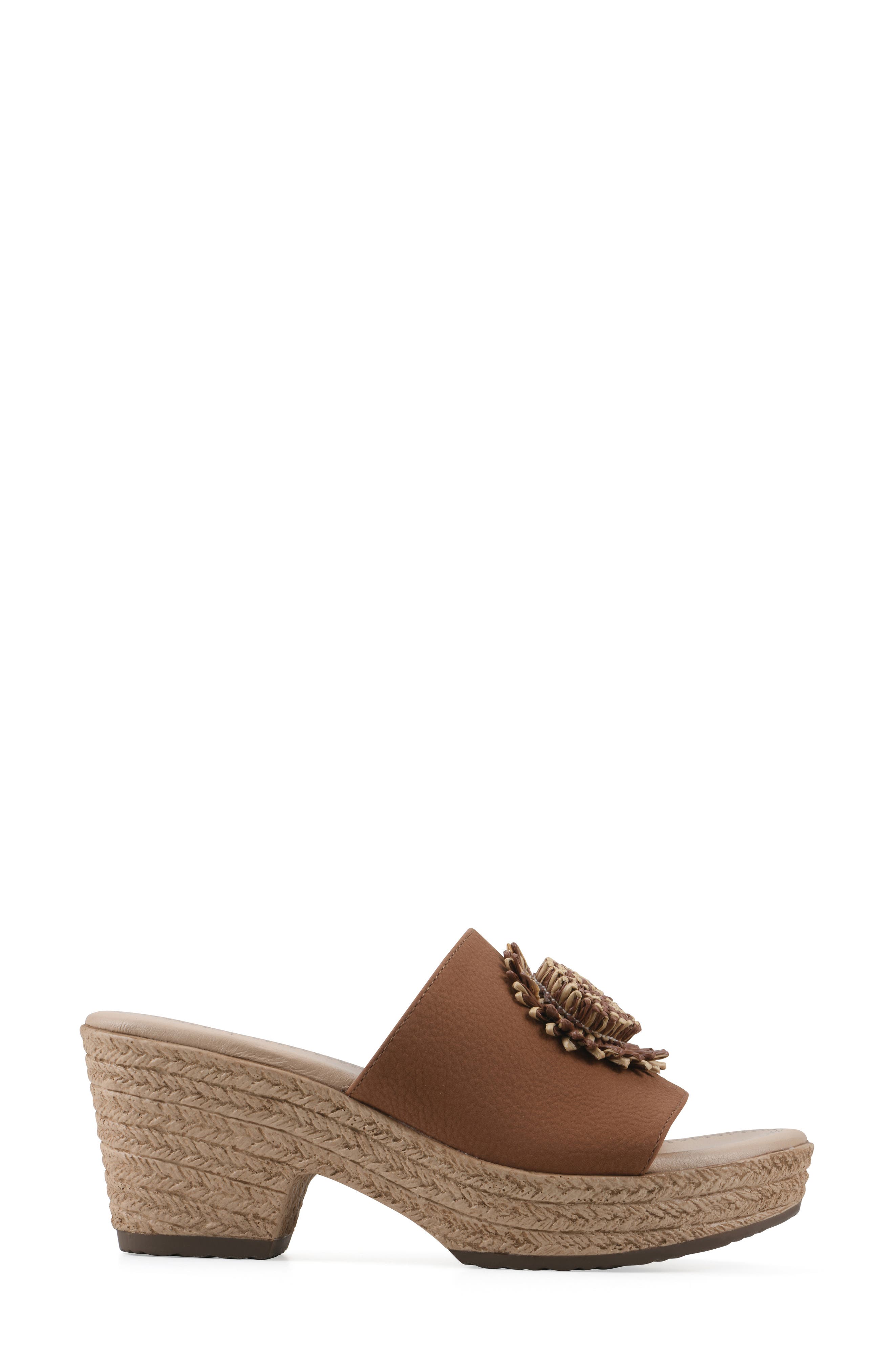 Birkley Wedge Sandal, Alternate, color, COGNAC/ TUMBLED/ NUBUCK