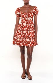 The Lulo Project The Bloom Puff Sleeve Tiered Stretch Cotton Minidress