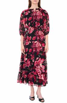 Halogen® Floral Smocked Waist Maxi Dress