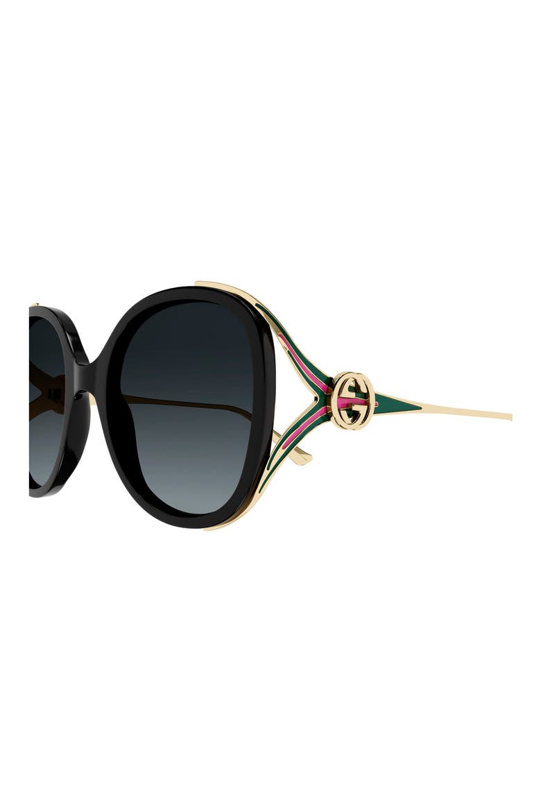 56mm Gradient Oval Sunglasses, Alternate, color, BLACK