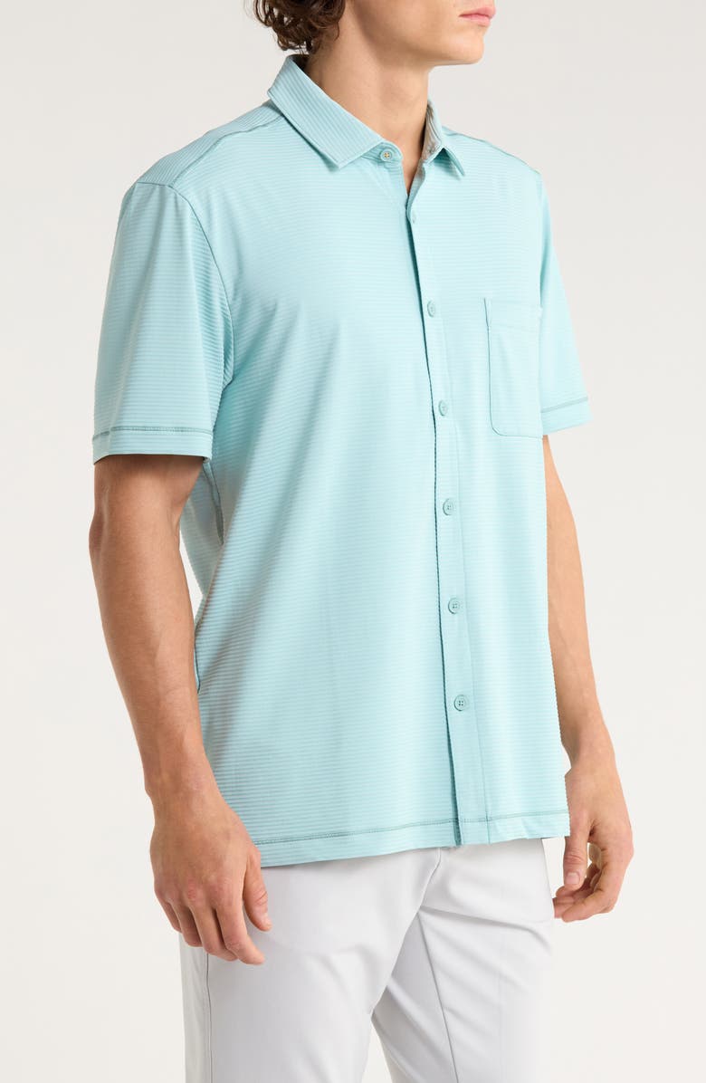 Tommy Bahama Costa Wave Short Sleeve Button-Up Shirt, Alternate, color, Aquifer