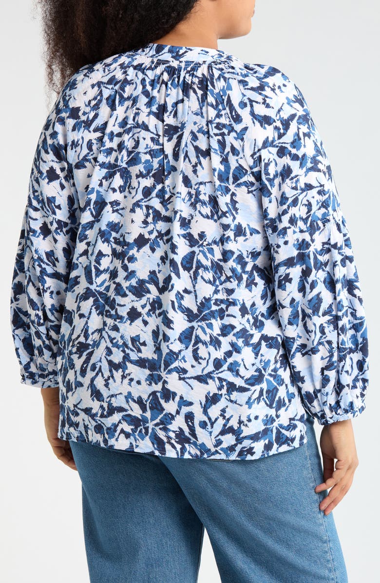 Caslon<sup>®</sup> Floral Long Sleeve Popover Top, Alternate, color, Navy- White Brushed Blooms