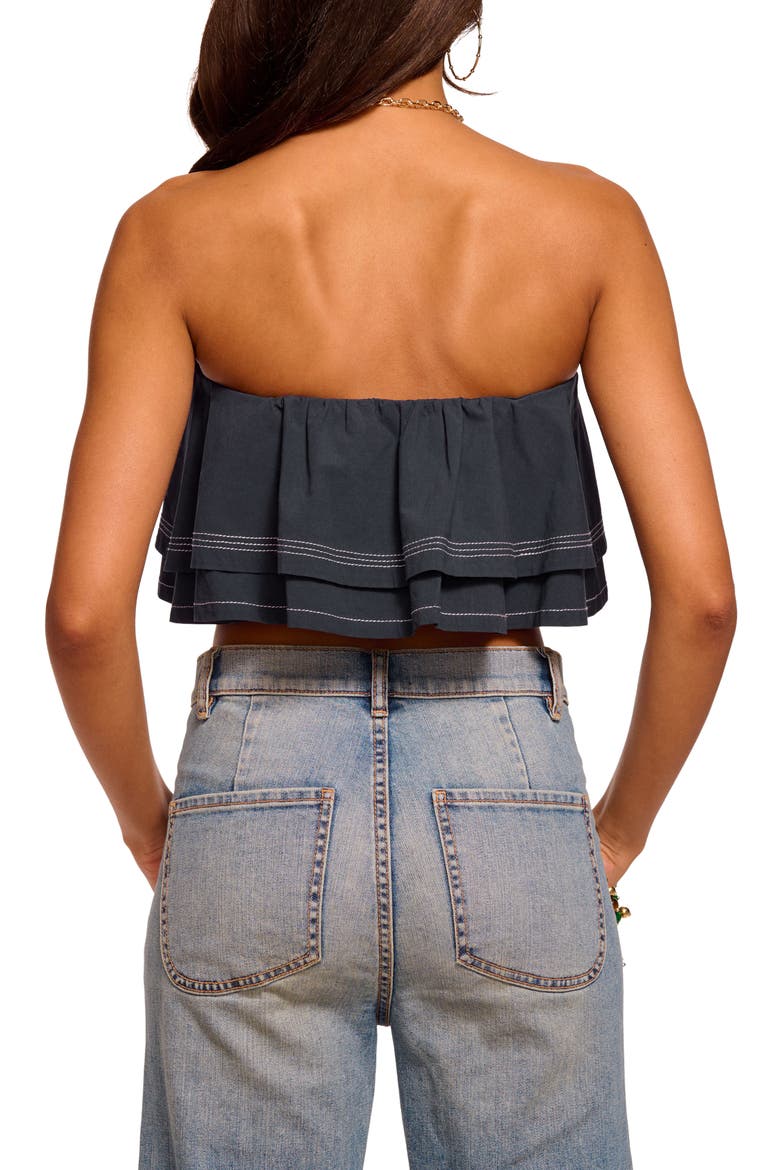 Poppy Ruffle Strapless Crop Top, Alternate, color, NAVY