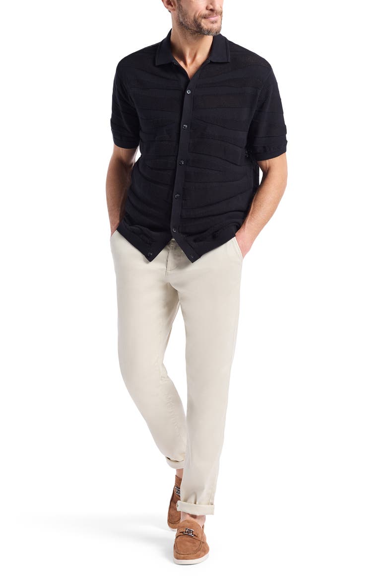 Penlyn Cotton Button-Up Sweater, Alternate, color, BLACK