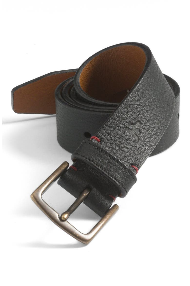Elkhorn Leather Belt, Main, color, BLACK ELK